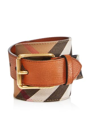 Grainy Leather House Check Belt 