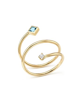 Zoë Chicco 14K Yellow Gold Diamond and Aquamarine Wrap Ring - 100% ...