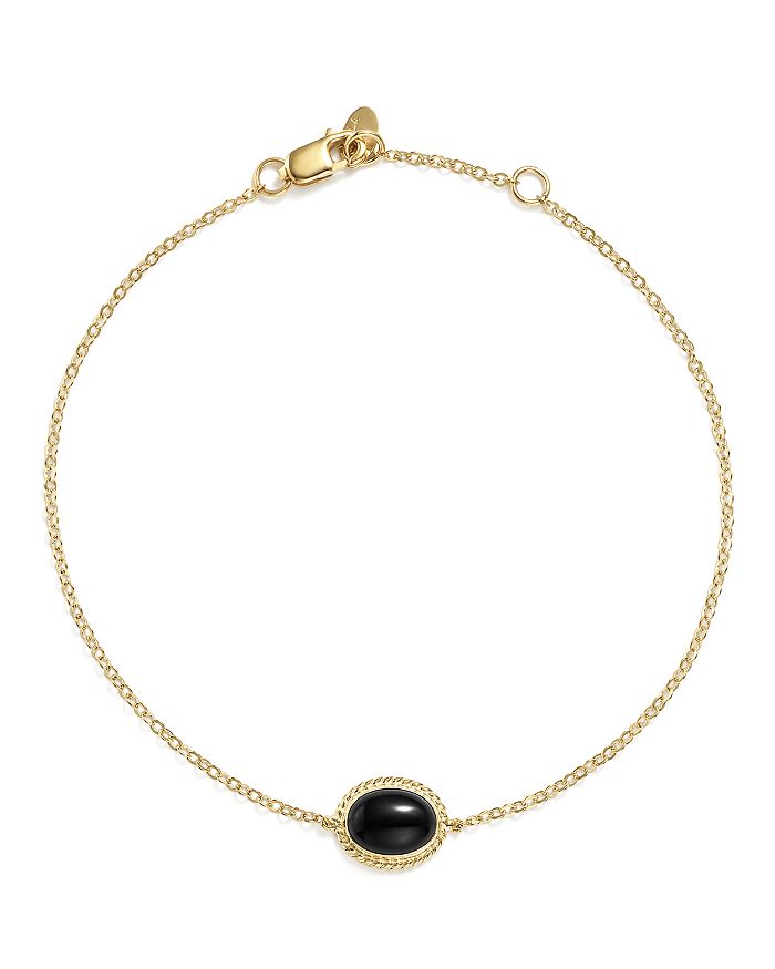 Bloomingdale's Onyx Oval Bracelet In 14k Yellow Gold - 100% Exclusive In Onyx/gold
