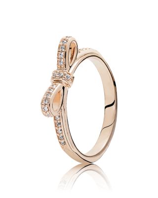 Pandora - 14K Gold, Sterling Silver & Cubic Zirconia Sparkling Bow Ring