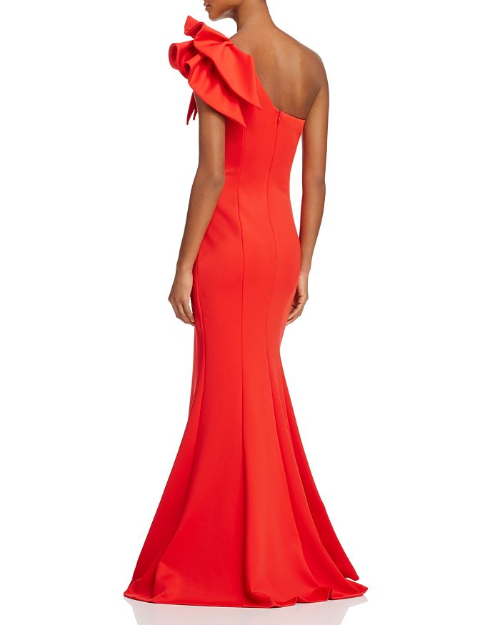Avery G One-shoulder Ruffle Gown In Red | ModeSens