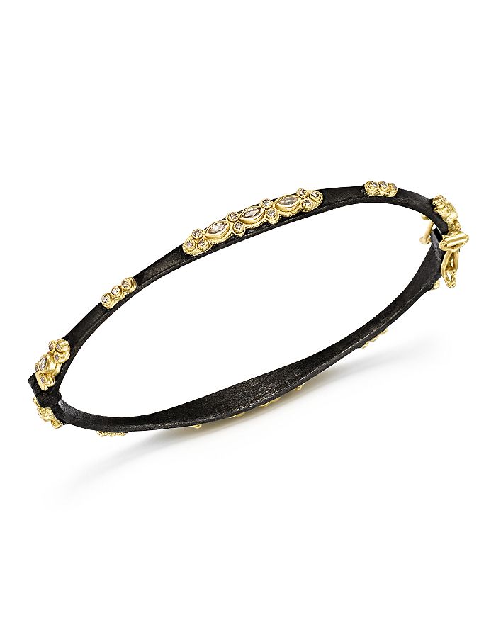 ARMENTA 18K YELLOW GOLD AND BLACKENED STERLING SILVER OLD WORLD DIAMOND AND WHITE SAPPHIRE BRACELET,25210