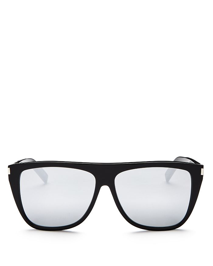 Saint Laurent Men's Sl 1 Mirrored Flat Top Square Sunglasses, 59mm In Black/silver Mirror