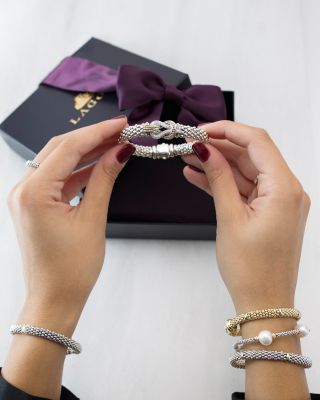 18K Yellow Gold and Sterling Silver Petite Oval Rope Bracelet