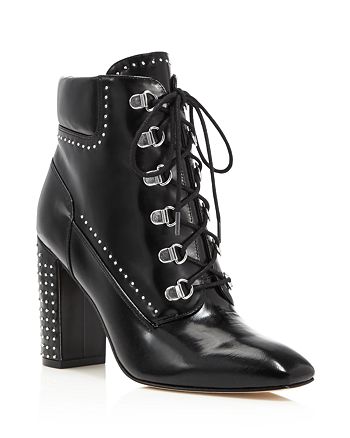 Sigerson Morrison - Women's Valora Studded Lace Up Block Heel Booties - 100% Exclusive