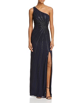 Adrianna Papell Beaded Starburst One-Shoulder Gown | Bloomingdale's