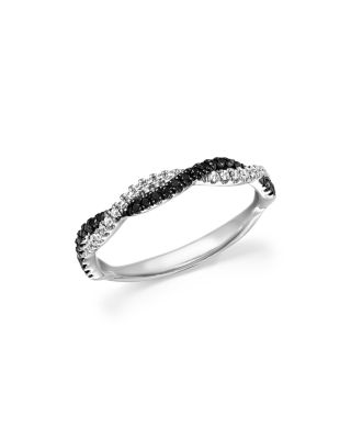 Bloomingdale's Fine Collection - White and Black Diamond Braided Band in 14K White Gold