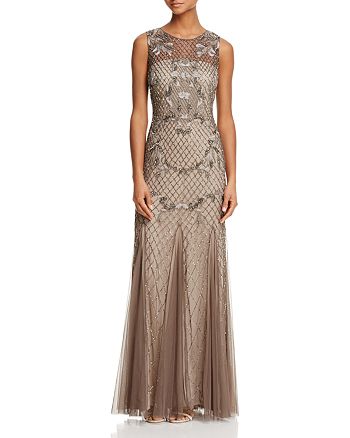 Adrianna Papell Beaded Illusion Gown | Bloomingdale's
