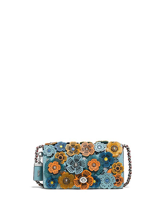 COACH Dinky Crossbody in Glovetanned Leather with Glitter Tea Rose ...