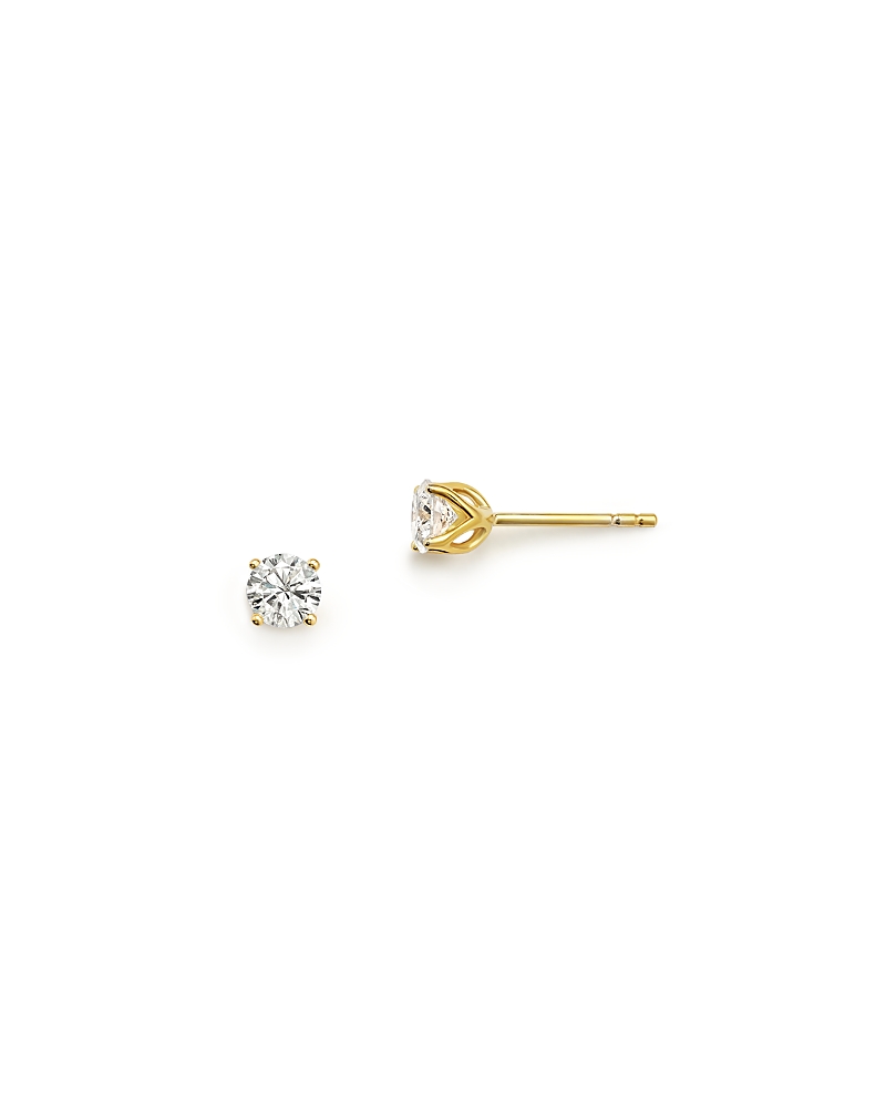 Diamond Round Tulip Stud Earrings in 14K Yellow Gold, 0.33 tcw