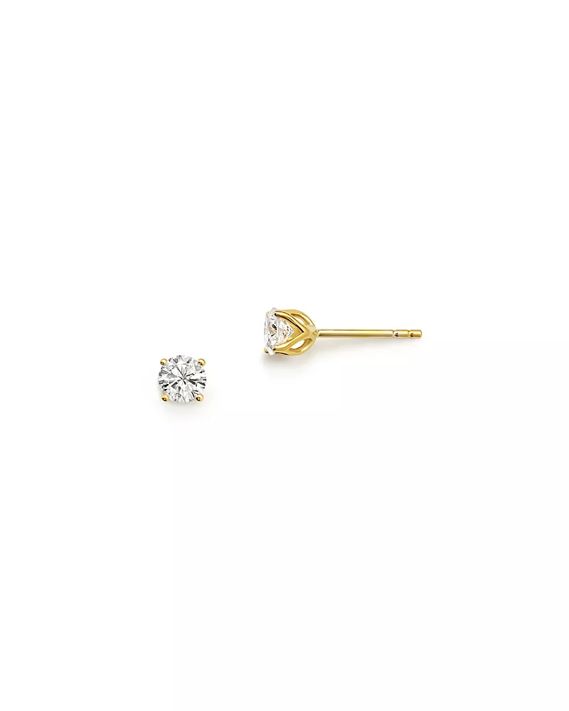 Diamond Round Tulip Stud Earrings in 14K Yellow Gold, 0.33 tcw