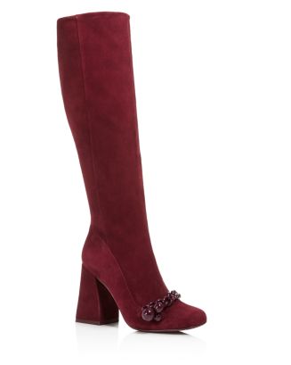 Tory Burch Addison Suede Square Toe Knee Boots | Bloomingdale's