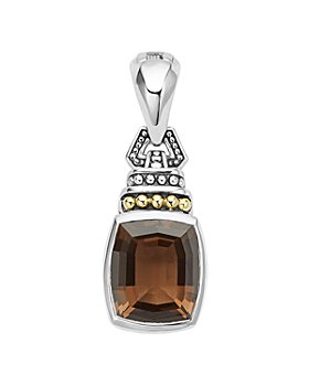 LAGOS - 18K Gold and Sterling Silver Caviar Color Pendant with Smoky Quartz