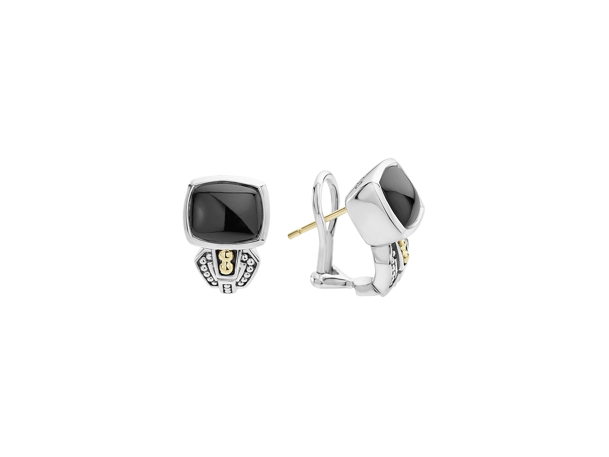 18K Gold and Sterling Silver Rittenhouse Stud Gemstone Huggie Drop Earrings — Image 9