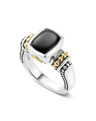 18K Gold and Sterling Silver Rittenhouse Small Onyx Small Ring
