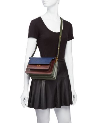 Marni Trunk Color Block Saffiano Leather Shoulder Bag