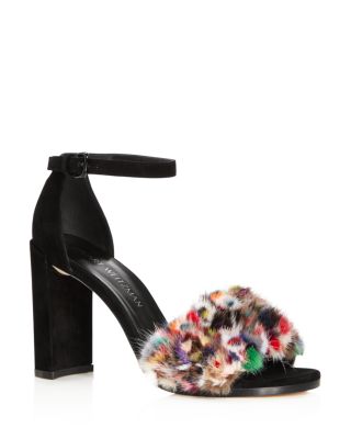 stuart weitzman fur sandals