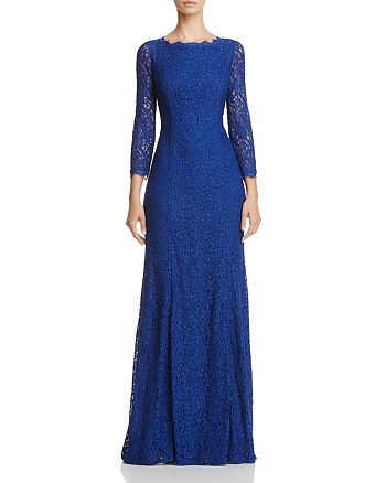 Adrianna Papell Three-Quarter Sleeve Lace Gown | Bloomingdale's