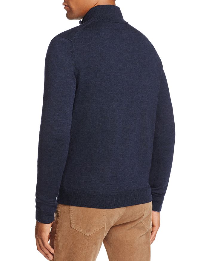 Shop The Men's Store At Bloomingdale's Quarter-zip Merino Sweater - 100% Exclusive In Steel Blue