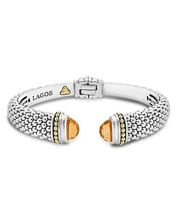 LAGOS - 18K Gold and Sterling Silver Caviar Color Citrine Cuff, 12mm