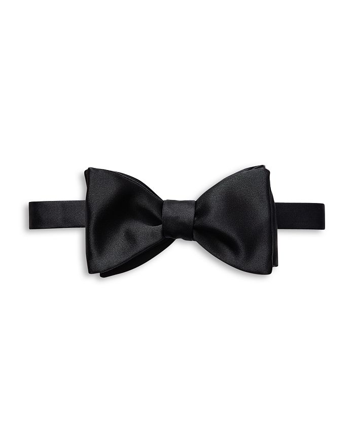 Shop Eton Satin Pre-tied Bow Tie In Black