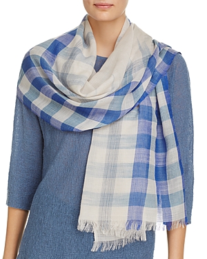 Eileen Fisher Ombre Check Wool Scarf at Bloomingdale's