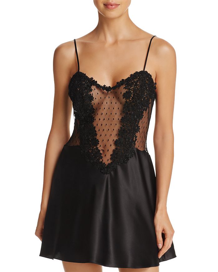 Shop Flora Nikrooz Showstopper Charmeuse Chemise In Black