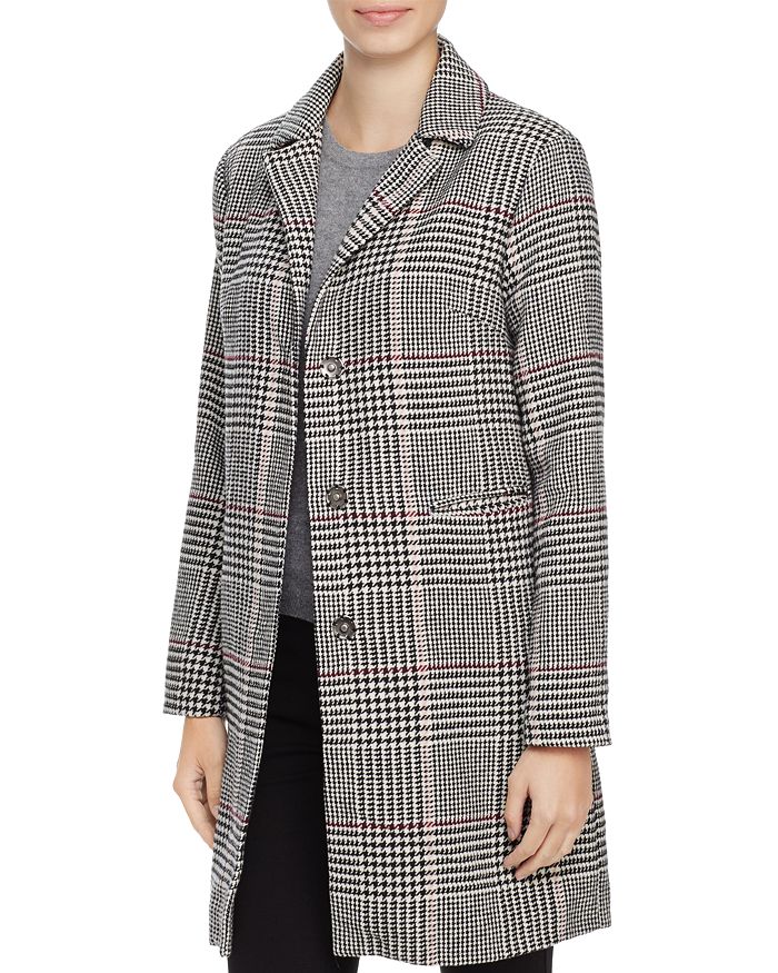 Louise Paris Houndstooth Check Coat - 100% Exclusive In Black/white/red