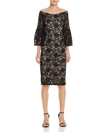 Adrianna Papell Off-the-Shoulder Lace Dress - 100% Exclusive ...