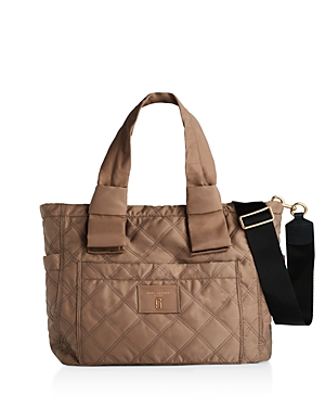 MARC JACOBS Knot Quilted Nylon Diaper Bag in French Gray/Gold | ModeSens