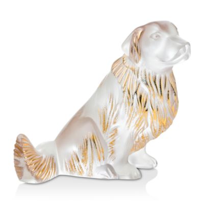 Lalique - Golden Retriever Figure Gold Stamped