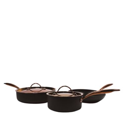 berghoff ouro 5 piece hard anodized starter cookware set with rose gold handle