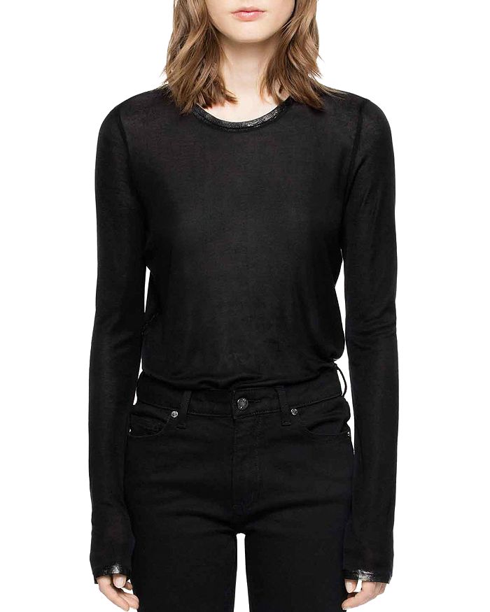 Zadig & Voltaire Willy Long Sleeve Foil T-shirt In Black