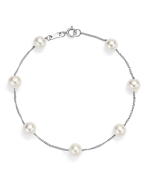 Bloomingdale's Cultured Freshwater Pearl Station Bracelet in 14K White Gold - 100% Exclusive