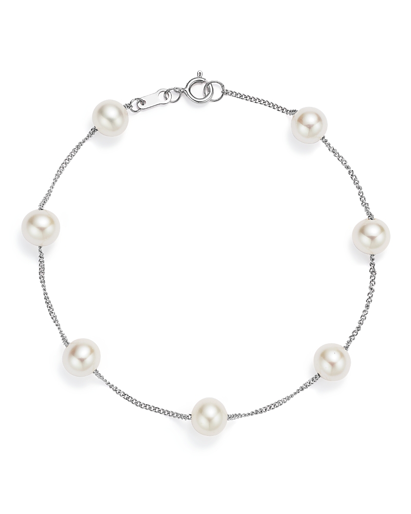 Bloomingdale's Fine Collection Cultured Freshwater Pearl Station Bracelet in 14K White Gold