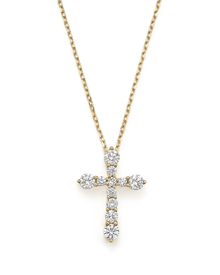 Bloomingdale's Diamond Cross Pendant Necklace In 14k Yellow Gold,.50 Ct. T.w. - 100% Exclusive In White/gold