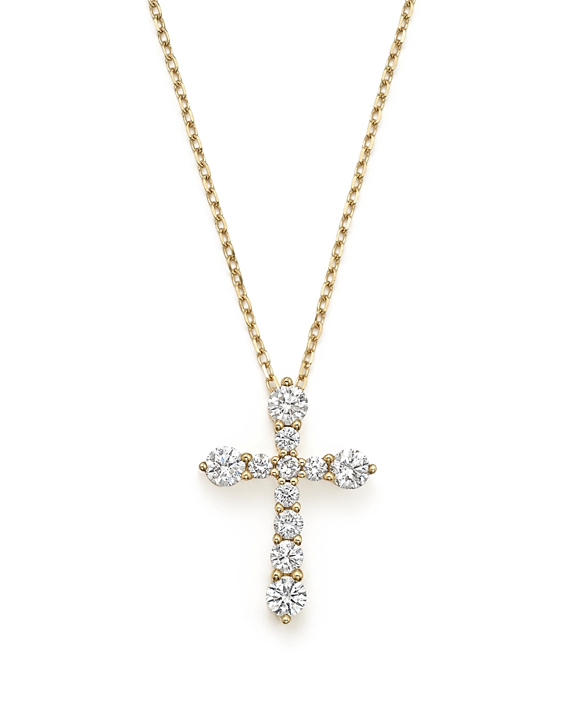 Diamond Cross Pendant Necklace in 14K Yellow Gold, .50 tcw