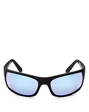 Maui Jim Men's Peahi Polarized Mirrored Wrap Sunglasses, 65mm