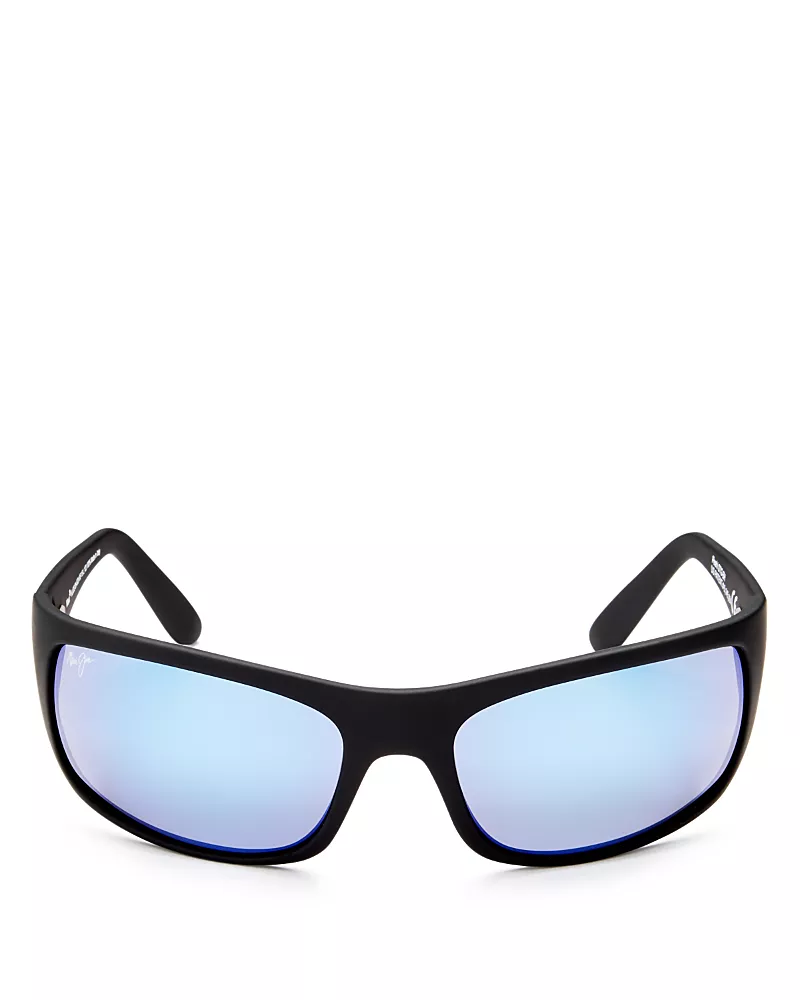 Maui Jim Men's Peahi Polarized Mirrored Wrap Sunglasses, 65mm