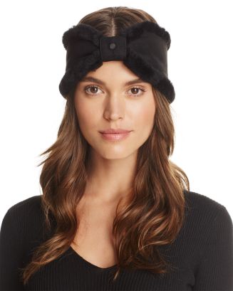 UGG® Shearling Trim Bow Headband | Bloomingdale display picture 3