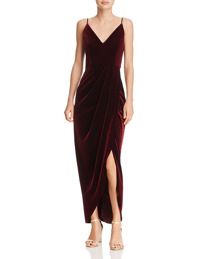 AQUA Velvet Faux-Wrap Dress - 100% Exclusive | Bloomingdale's