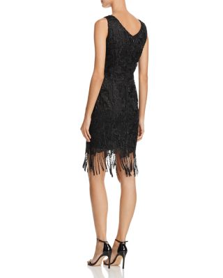 Adrianna Papell Fringe-Hem Guipure Lace Dress | Bloomingdale's