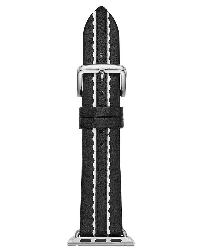 KATE SPADE KATE SPADE NEW YORK BLACK SCALLOP LEATHER BAND FOR APPLE WATCH, 38MM & 40MM,KSS0004