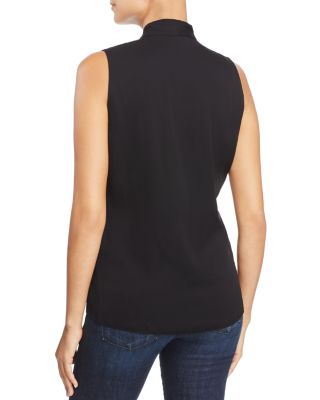 Mila Sleeveless V Neck Pleated Silk Blouse