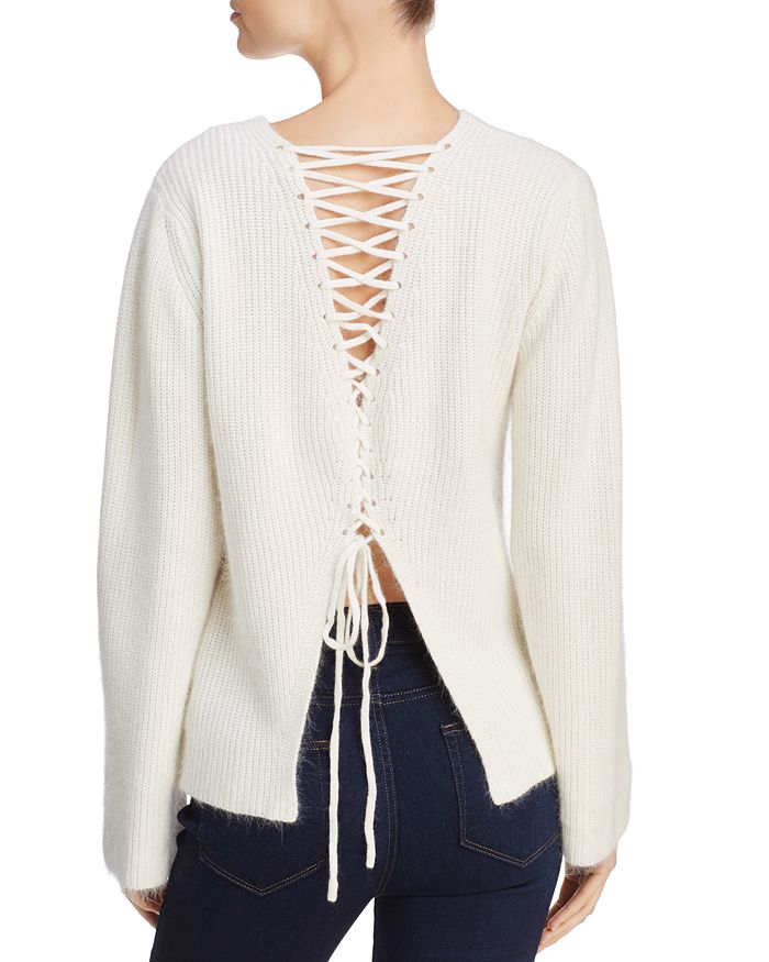 Lace up outlet back sweater