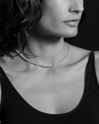 18K Gold and Sterling Silver Diamond Lux Station Necklace, 16"