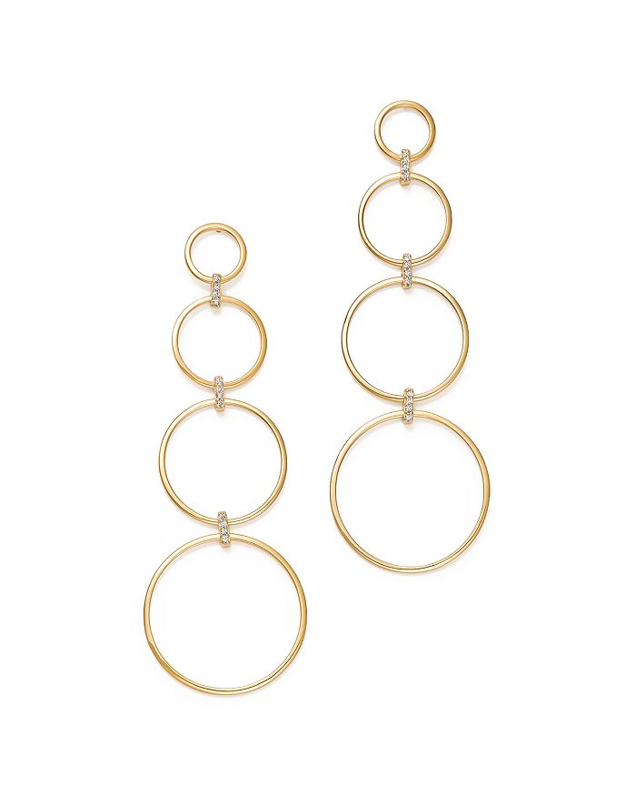 Mateo 14k Yellow Gold Diamond Connected Circle Drop Earrings In White/gold