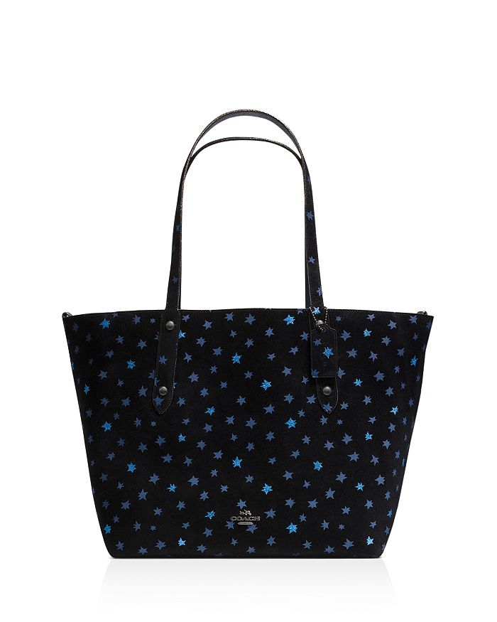 COACH Star Glitter Print Reversible Suede Large Market Tote