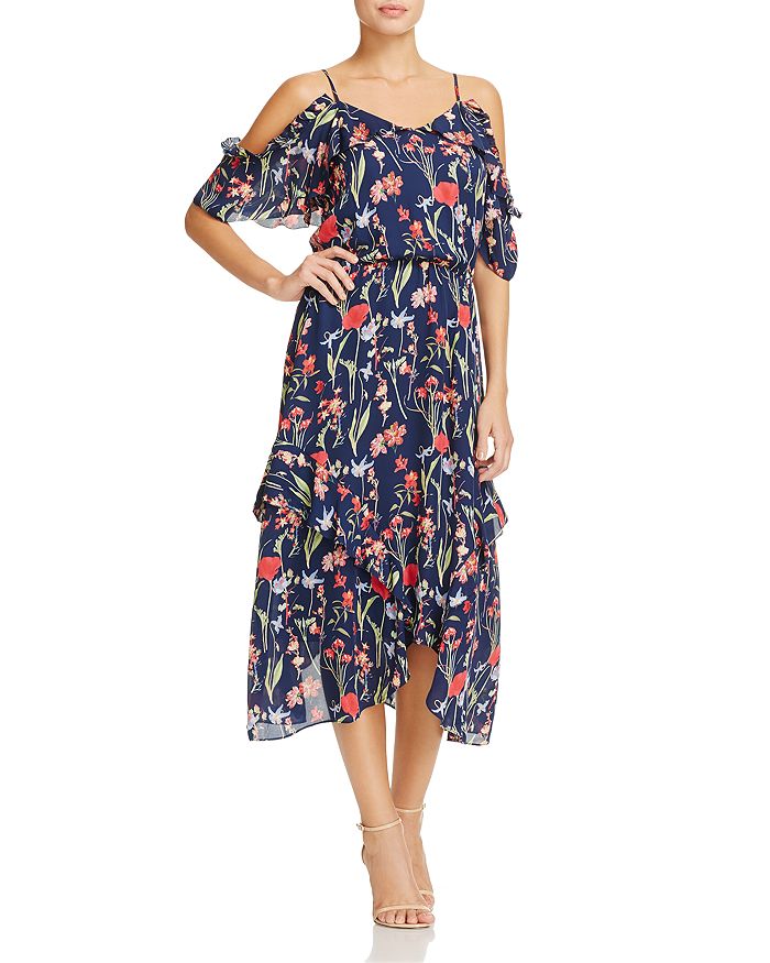 Parker Kam Floral-Print Ruffled Silk Midi Dress | Bloomingdale's