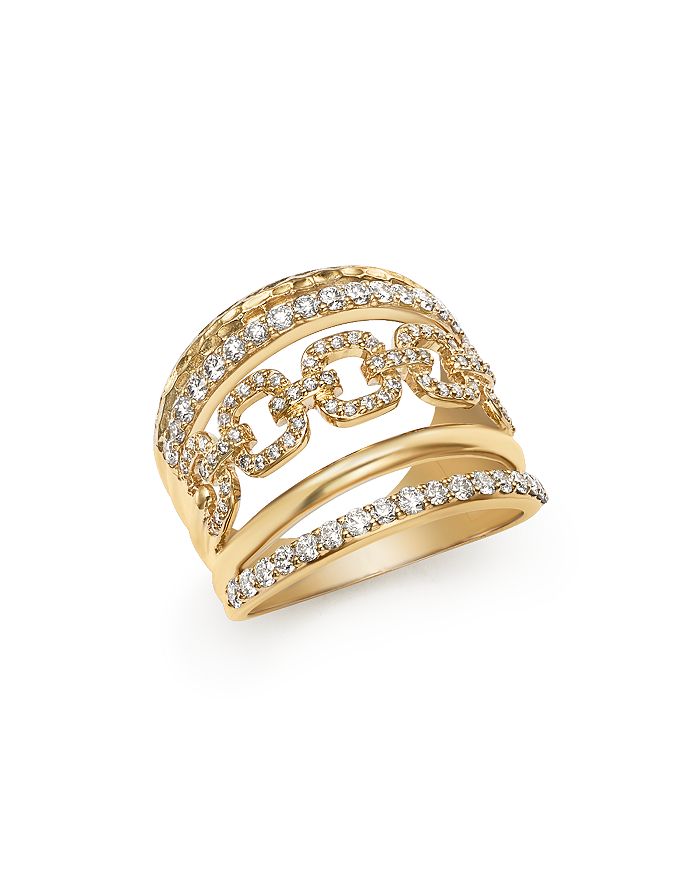 Bloomingdale's Diamond Wide Statement Ring In 14k Yellow Gold, 1.0 Ct. T.w. - 100% Exclusive In White/gold